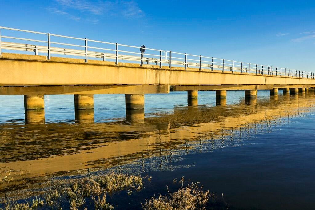 Bridge across a tidal channel at Calatilla